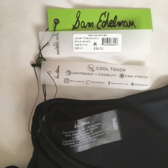 Sam Edelman Mesh High Neck Bra Blue Cloud - Picture 4 of 8